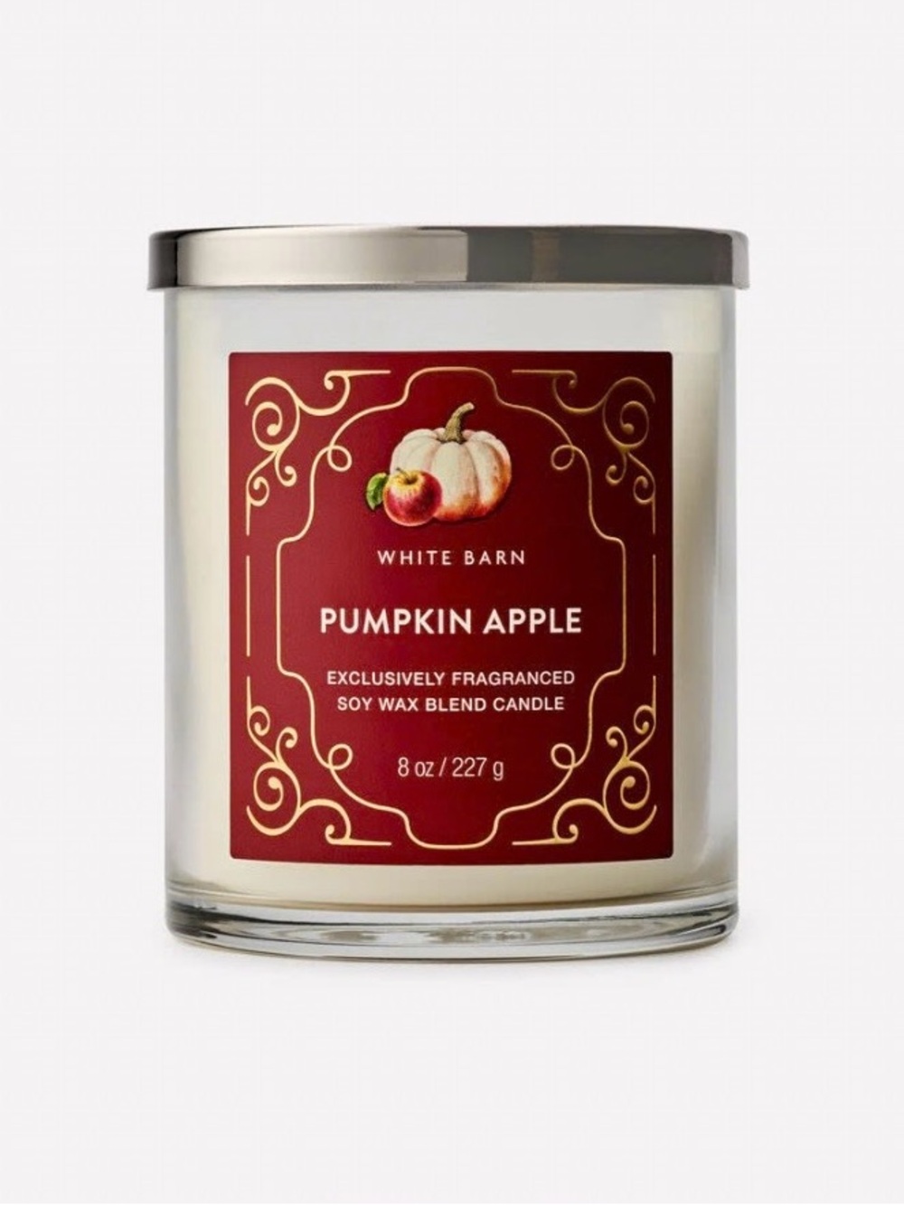 White Barn Pumpkin Apple Candle 8oz Single Wick Bath & Body Works NWT